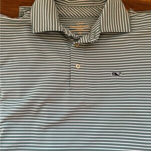 Boys Vineyard Vines Sage Green and White Striped Polo